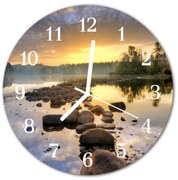 Zegar szklany okrągły Jezioro Natura