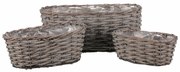Zestaw wiklinowych pokrowców na owalne skrzynkiSven, 3 szt., szary