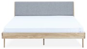 Szare/naturalne łóżko dwuosobowe z litego drewna dębowego 160x200 cm Fawn – Gazzda