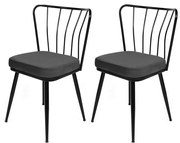 Zestaw krzeseł do jadalni Yildiz Anthracite and Black, 2 szt., 2 szt.