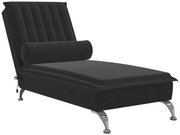 Aksamitny czarny szezlong z masującą poduszką H4-F43