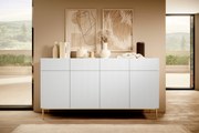 Komoda z szufladami Nicole 200 cm - biały mat / złote nóżki