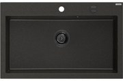 Mexen Elix zlewozmywak granitowy 1-komorowy 800 x 500 mm, czarny/złoty metalik, syfon czarny - 6527801005-75-B