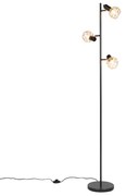 Lampa stojąca czarna z miedzią 3-światłowa - Mesh Nowoczesny Oswietlenie wewnetrzne
