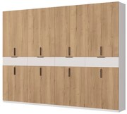 Duża szafa garderobiana 360 x 240 cm – Biała / Dąb Halifax