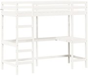 Białe Skandynawskie Łóżko Piętrowe Z Biurkiem 90X190 D9-W74