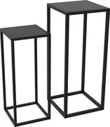 Outsunny Stojaki na Kwiaty, Zestaw 2, Skandynawski Design, Metalowy Stelaż, Wysokości 58,5/65cm, Czarne