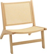 HOMCOM Rattanowy fotel do czytania, Szerokie siedzisko, Drewniana rama, 64 x 70 x 74 cm, Drewno naturalne