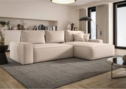 Narożnik MONA z funkcją spania ARAGON 03 beżowy prawy sofa w kształcie litery L z pojemnikiem na pościel sofa do salonu kanapa sofa rozkładana kanapa z pojemnikiem