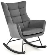 Tapicerowany popielaty bujany fotel C9-B06