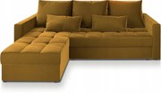 Musztardowa rozkładana narożna sofa ZENOVA 220x140 cm, dwustronna