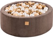 Aesthetic Okrągły Suchy Basen Z Piłeczkami 7cm Dla Dziecka, 90x30cm/200 Piłek, Sztruksowy, Brązowy, Piłki: Beżowe, Biała Perła, Platynowe - Meowbaby®