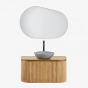 Zestaw Wiszących Mebli Łazienkowych Z Drewna Mango Analis Drewno Mango & Okrągły Szary Cement Ø40 Cm Tarsis & - Sklum