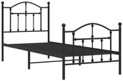 Czarne Metalowe Łóżko Pojedyncze 90X200 Cm F5-H57
