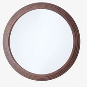 Okrągłe Lustro Ścienne Ø75 Cm Z Drewna Dębowego Ozande Ciemne Drewno - Sklum