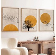 Zestaw 3 obrazów w ramce 50x70 cm beżowy/pomarańczowy