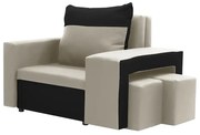 Fotel rozkładany 1 os z funkcją spania DAKOTA 2 Kremowy/Czarny