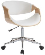 Biało-naturalne krzesło biurowe z imitacji skóry Visby – Tomasucci