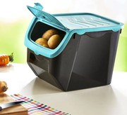 Pojemnik na warzywa owoce cebulę ziemniaki do przechowywania 12 l (Czarno-turkusowy)