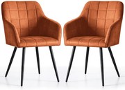 2x Krzesło tapicerowane z przeszyciami kwadratowymi Miedziane LUXANO Czarne nogi