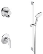 Duravit DuraVelez bateria prysznicowa podtynkowa z głowicą prysznicowąW komplecie z relingiem prysznicowym, kolanko ścienne
