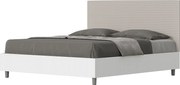 Łóżko bez stelaża 160x200 konstrukcja Frassino biała zagłówek sztucznej skóry Szaro-beżowy Level