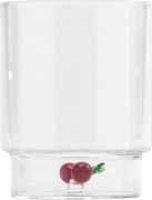 Zafferano Teca Frutta - Zestaw 6 szklanek ze szkła borokrzemianowego z wiśniami - 35 cl, kubek z podwójnym dnem, ręcznie zdobiony, łatwy do mycia