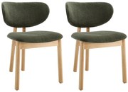 Zestaw 2 krzeseł z tkaniny i drewna kauczukowca - Zielone - FALDRA