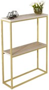 Konsola W Stylu Glamour Z Półkami Złoty + Dąb Sonoma G6-L66