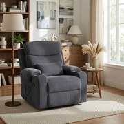 Fotel Rozkładany z Podnóżkiem TORRES Szary Sztruksowy Nowoczesny