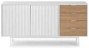 Biało-naturalna niska komoda w dekorze dębu 159x80 cm Sierra – Teulat