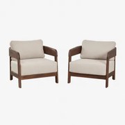 Zestaw 2 Foteli Ogrodowych Z Drewna Akacjowego Uleno Ciemny Akacjowy Brąz - Sklum