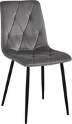 Ciemnoszare krzesło do kuchni LIBRA aksamitne z czarnymi nogami