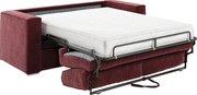 Kanapa 3-osobowa rozkładana typu express  z tkaniny szenilowej w kolorze bordowym - Spanie na szerokich listwach 140 cm - Materac 18 cm LORETO