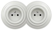 Kliklap - Podwójne retro gniazdo z ramką 230V białe