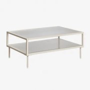 Rectangularny Stolik Kawowy 90x60 Cm Ze Stali I Szkła Paoline Kremowa - Sklum