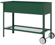 Outsunny Wysokie łóżko ogrodowe na kółkach, regał na zioła, metalowy skrzyniowy ogródek roślinny do ogrodu, balkonu, szary, 109 x 44 x 80 cm