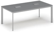 Stół konferencyjny PRIMO INVITATION, 200x100 cm, grafit + 2x port blatowy TYP I, srebrny