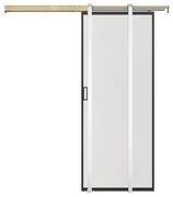 Drzwi przesuwne chowane w ścianie - aluminium i matowe szkło hartowane - wys. 205 x szer. 93 cm - LINCI II
