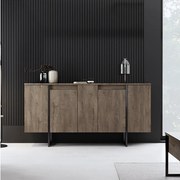 Komoda – 160 x 35 x 80 cm – Orzech i czerń – Płyta wiórowa pokryta melaminą