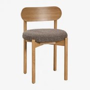 Krzesło Do Jadalni Tapicerowane Dębem Bianca Naturalna & Bouclé Pszenica Brązowa - Sklum