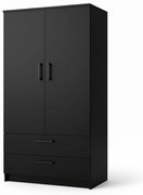 Dwudrzwiowa szafa Tress - drzwi uchylne z szufladami w kolorze czarnym