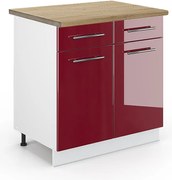 Szafka dolna do kuchni bordowa czerwień wysoki połysk 80x60x82 fame-line