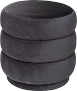 Okrągły szary puf bez schowka dla dorosłych z weluru