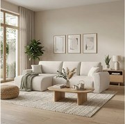 Stylowy narożnik rozkładany lewostronny  IVO XL 280x142 cm w tkaninie CENTAUR 1 białej