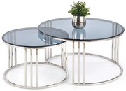 Zestaw srebrnych okrągłych stolików kawowych H2-R12
