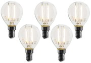 Zestaw 5 ściemnialnych żarówek LED E14 P45 przezroczystych 3W 250 lm 2700K