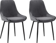 Zestaw 2 krzeseł MASURIE — welur — szare