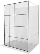 Mexen Kioto ścianka prysznicowa wolnostojąca 130 x 200 cm, czarny wzór 8 mm, biała - 800-130-002-20-77