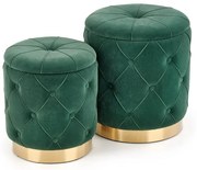 Zestaw puf POLLY VELVET ciemno zielony  HALMAR